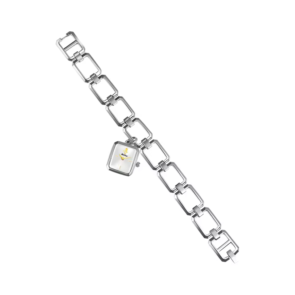 Luxury Silver Case Alloy Hook Buckle Quartz Small Rectangle Watch - Image 3