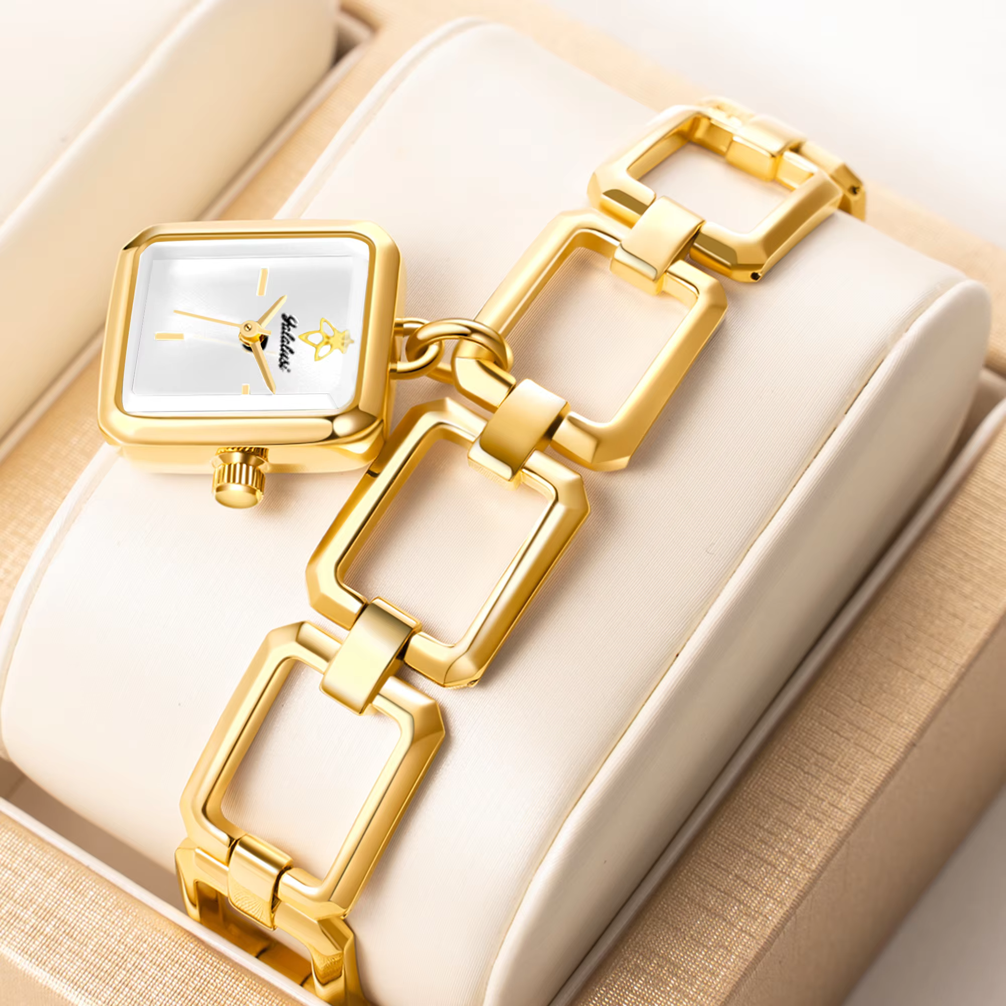 Casual Alloy Hook Buckle Gold Case Bracelet Quartz Small Watch - Image 6