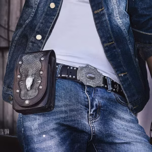 Retro Heavy Metal Rivets Harley Locomotive Rock Punk Style Jeans Belt