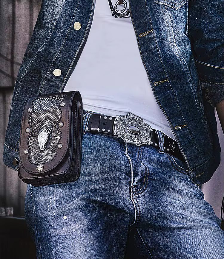 Retro Heavy Metal Rivets Harley Locomotive Rock Punk Style Jeans Belt