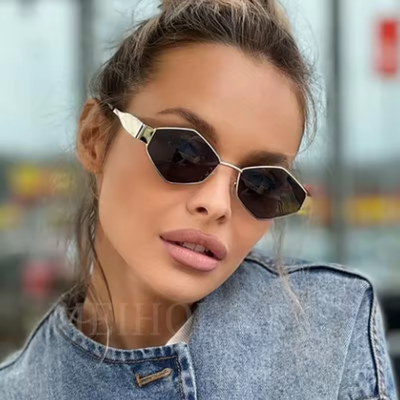 Retro Vintage Metal Diamond Shades Eyewear Luxury Sunglasses