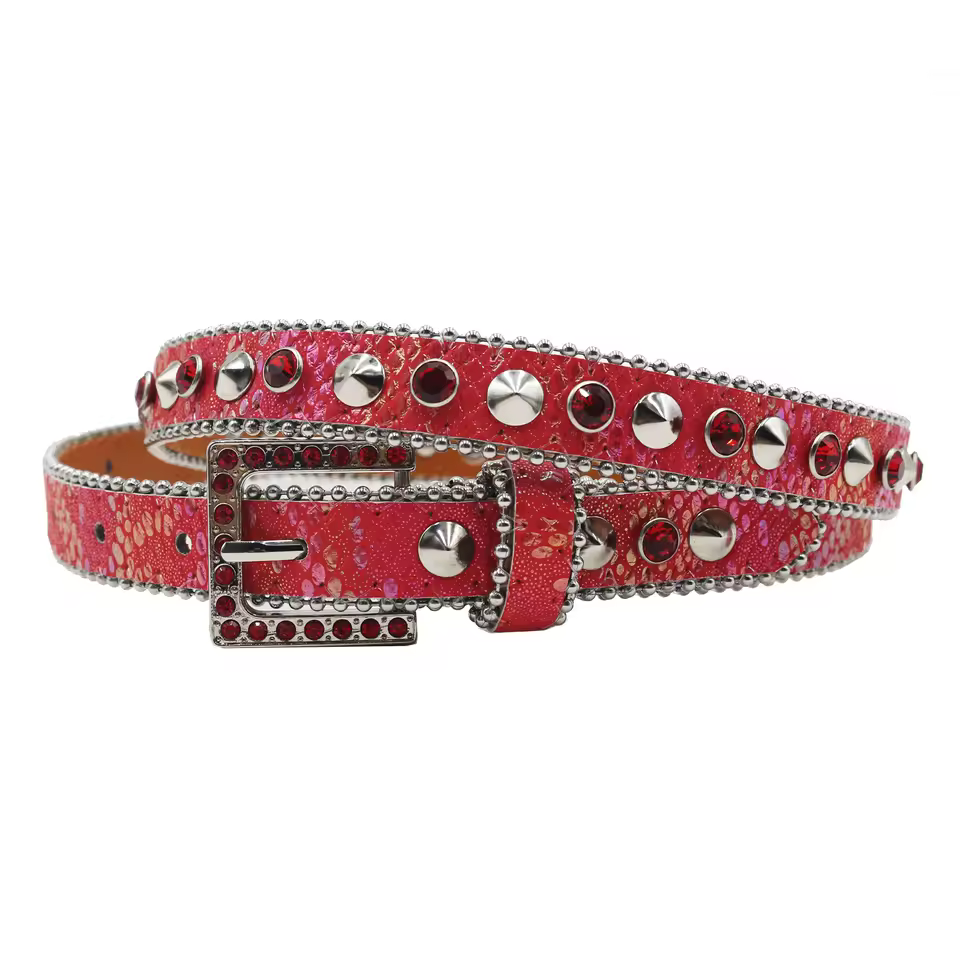 Rhinestone PU Leather Square Buckle Gothic Punk Waist Belts