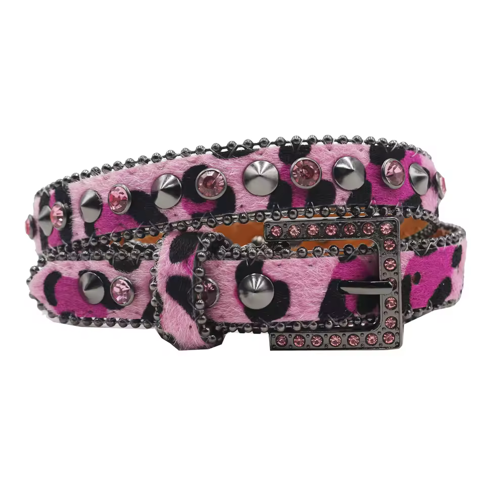Rhinestone Shine Square Buckle Leopard Gothic Punk Waist Belts