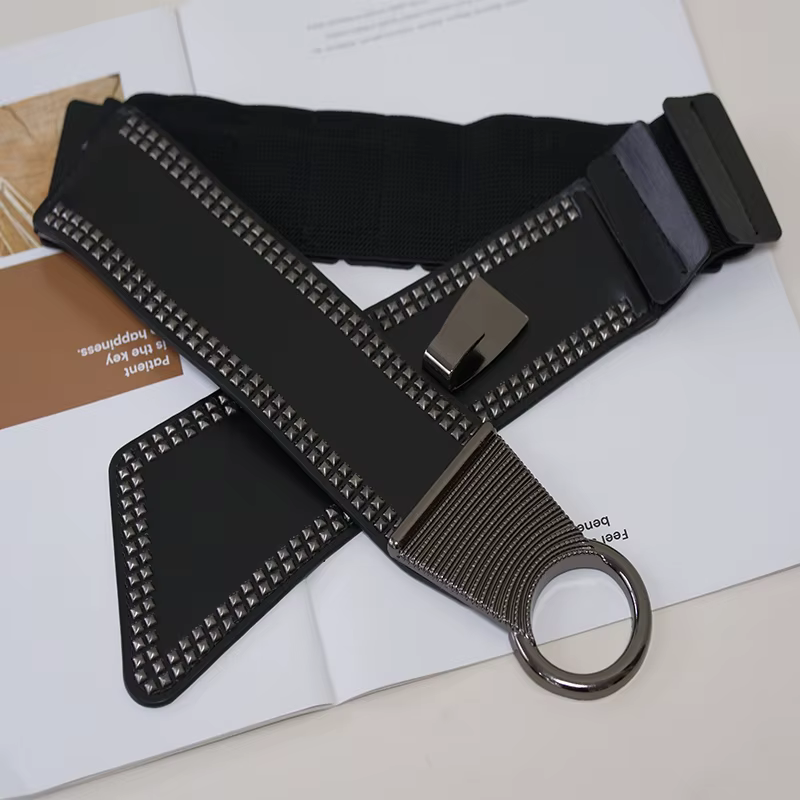 Casual Solid Rivet Punk Style Versatile With Dress Belt