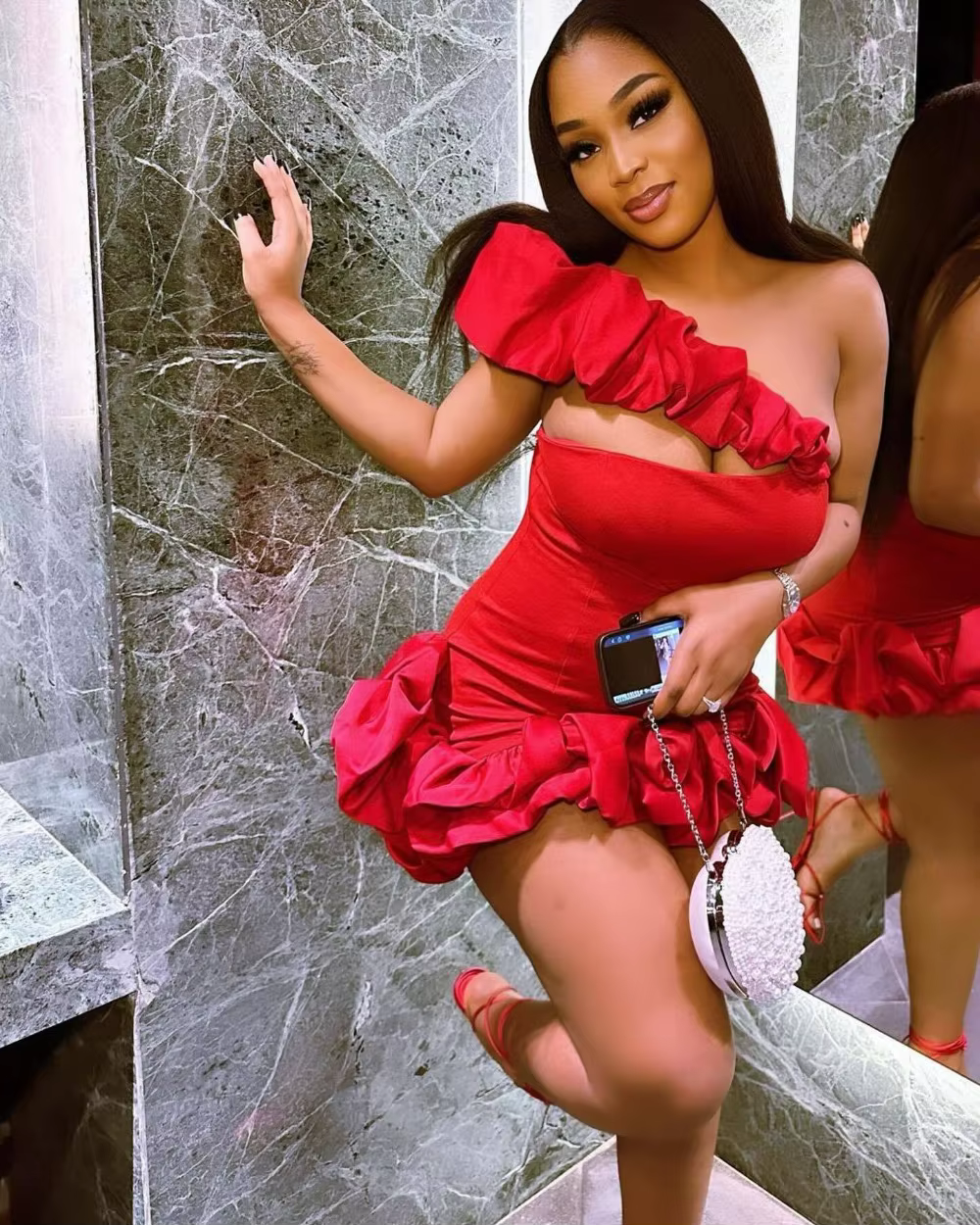 Ruffle Design One Shoulder Sleevleess Backless Ruched Party Club Bodycon Mini Dress