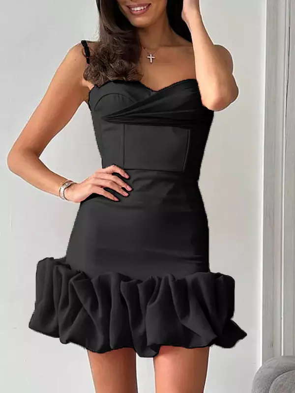 Ruffled Sweetheart Neckline Birthday Party Bodycon Strap Mini Dress - Image 3