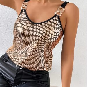 Sequined Fashion Sleeveless Nightclub Tank Top