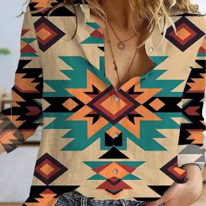 Stylish Casual Single-Breasted Top with Succulent Print