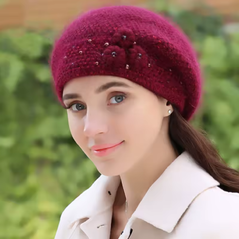 Casual Flower Soft Double Layers Thermal Snow Outdoor Hat