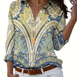 Fashionable Cactus Design Single-Breasted Women's Shirt