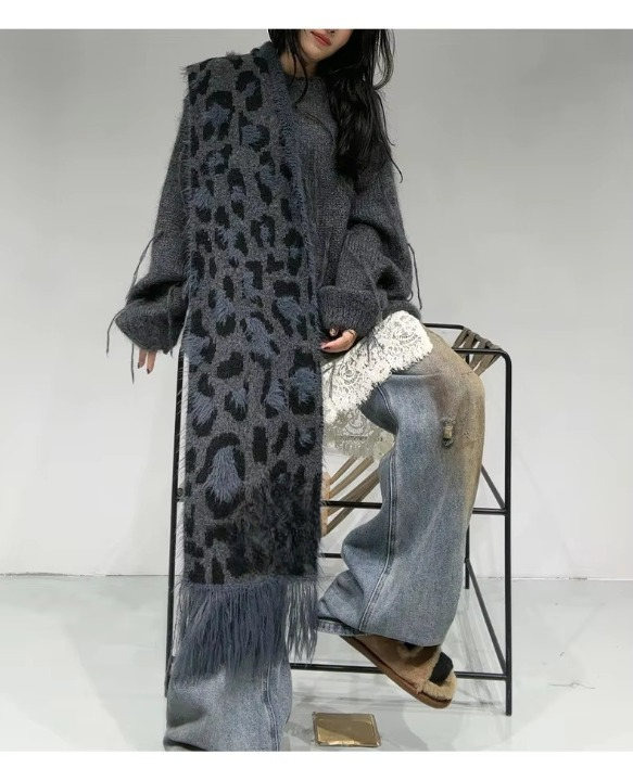 Leopard Print Fashion High Quality Cashmere Thick Warm Scarf Shawl