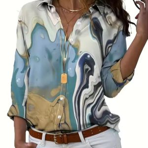 Casual Basic Tops with Cactus and Succulent Print