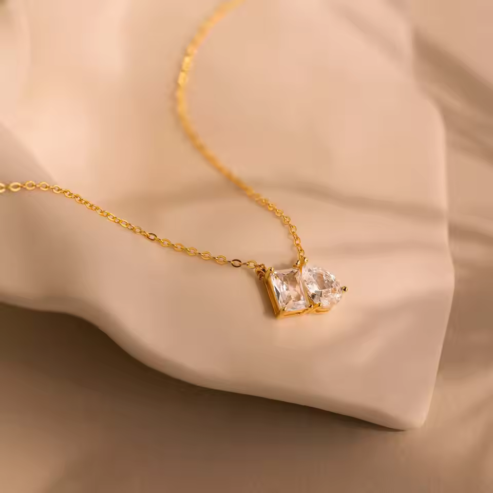 Trendy Square Waterdrop Chain Stainless Steel Necklace