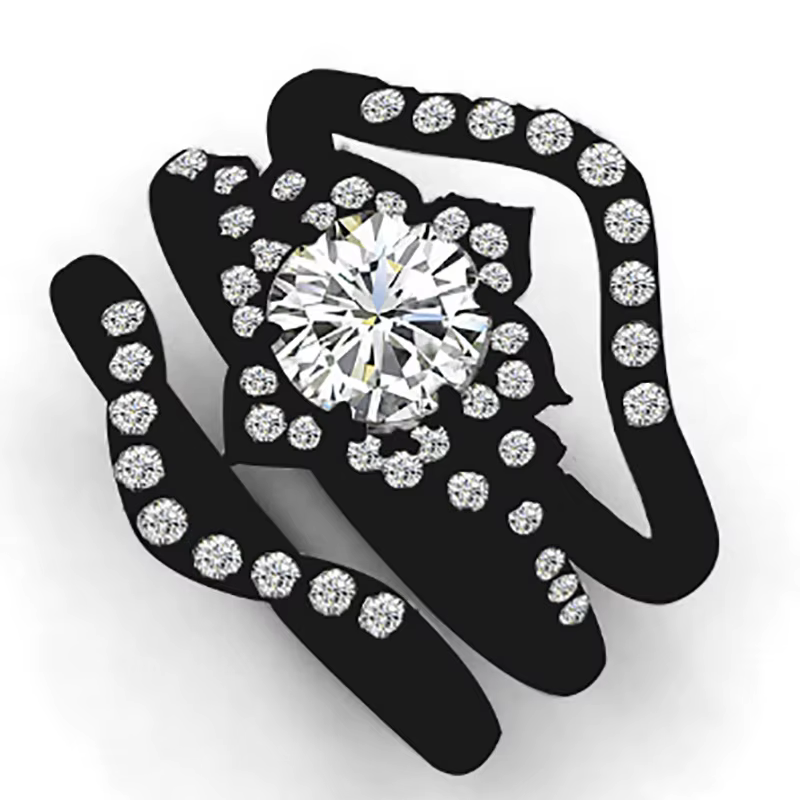 Three-piece Zircon Flower Simple Creative Banquet Rings