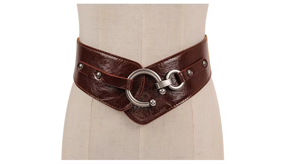 Vintage Elastic Metal Hook Buckle Wide Party Dress Belts - Image 5