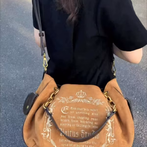 Vintage Letter Gothic Large Capacity Casual Crossbody Tote Bag