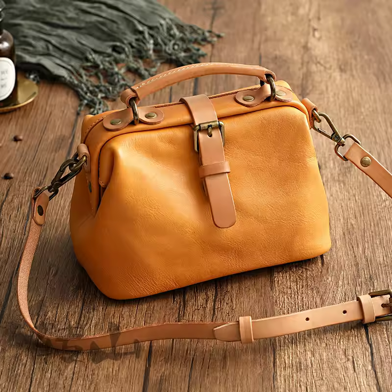 Vintage Soft Cowhide Genuine Leather Versatile Bucket Handbags - Image 6