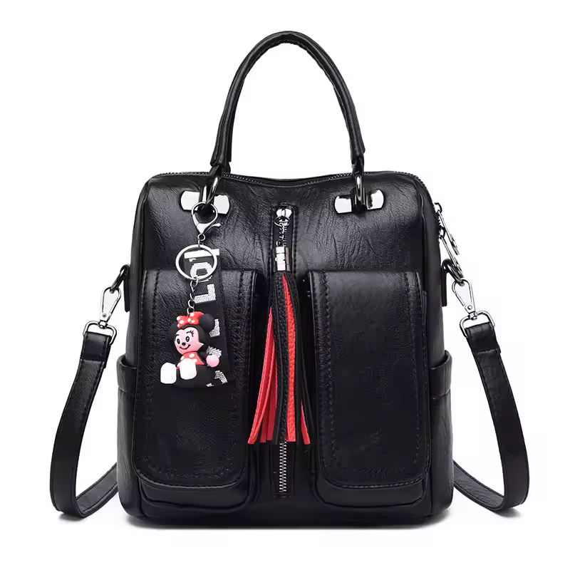 Vintage Solid Soft Leather Back Pack Travel Luxury 3-in-1 Bag - Image 4