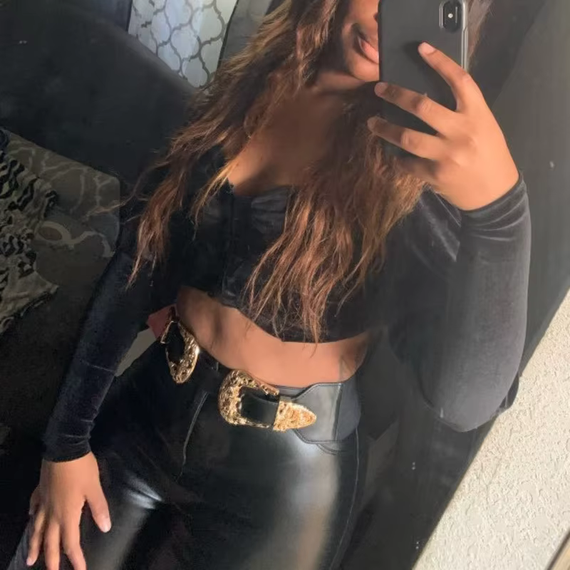 Vintage Strap Metal Pin Buckle Elastic Designer Hollow Out Wide Waist Belts