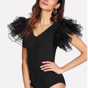 Casual Lace Ruffles Short Sleeve Fashion Rompers