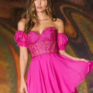 Elegant Sweetheart Neck Lace Charming With Homecoming Short Dress