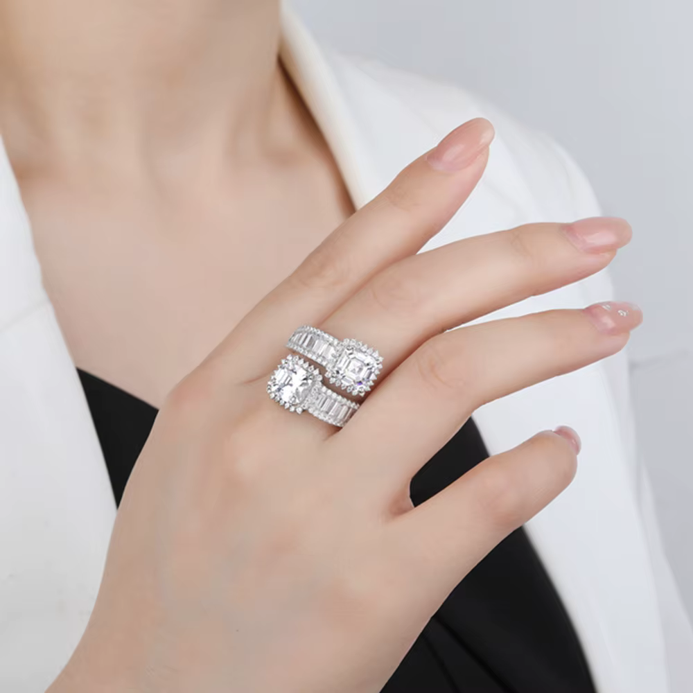 925 Sterling Silver Sapphire Citrine Amethyst Emerald Ruby Simulated Moissanite Gemstone Ring