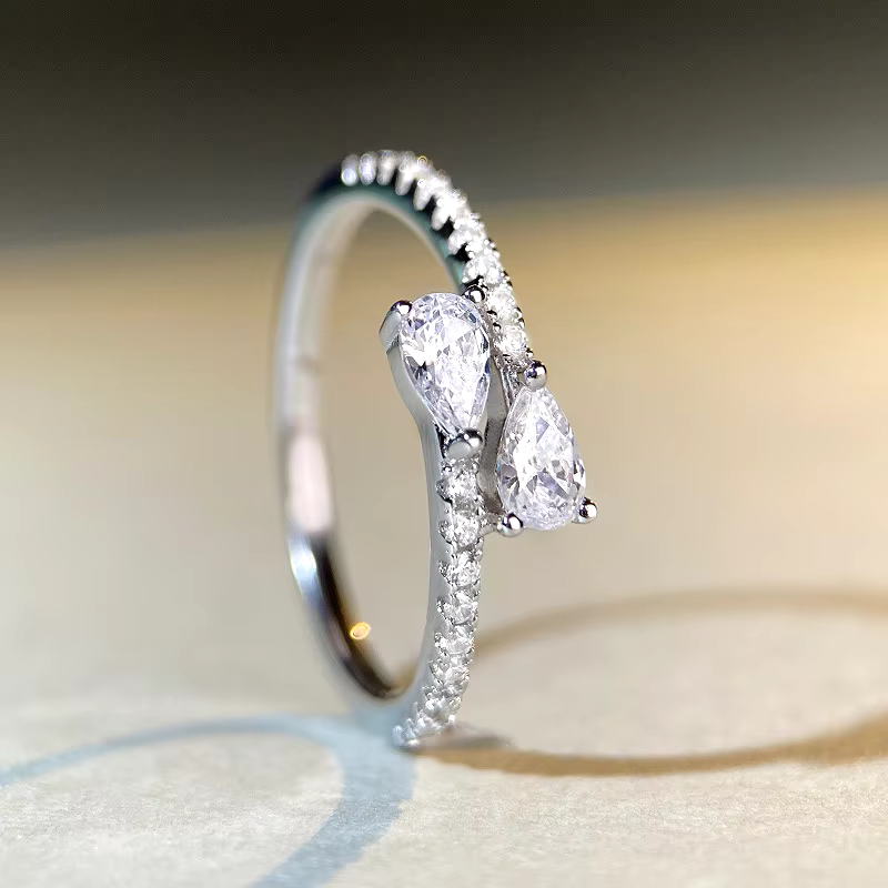 Geometric Engagement Ceremony Dainty Chic Zirconia Finger Ring