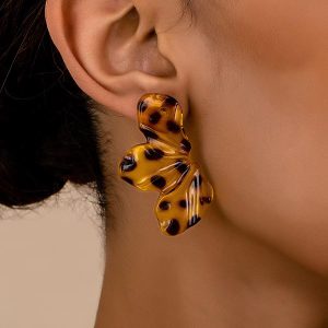 Acrylic Leopard Leaf Flowers Geometric Stud Earrings