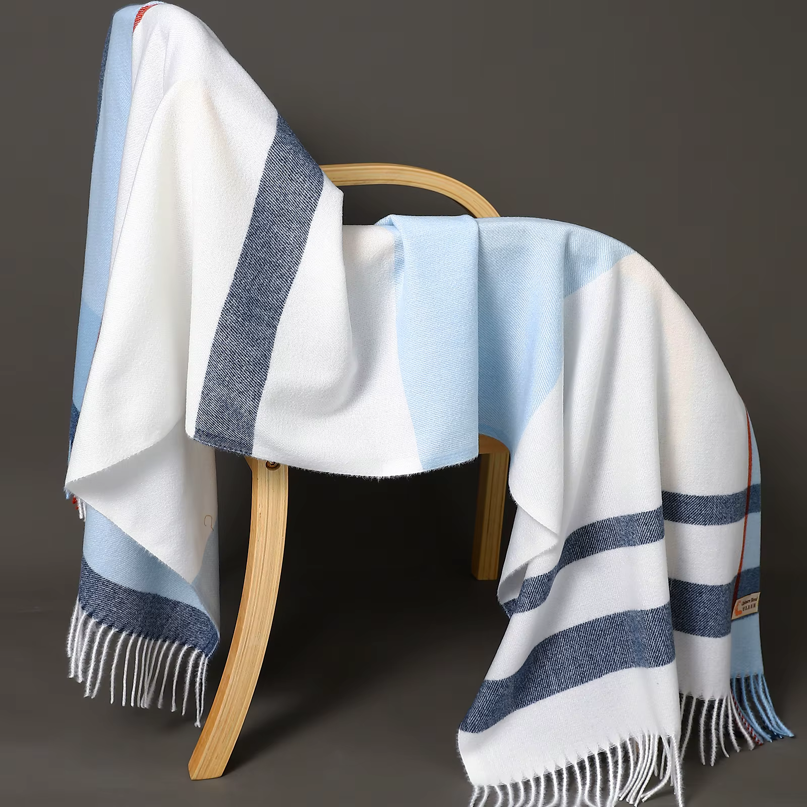 Cashmere Plaid Thick Fringe Outdoor Large Wool Shawls Blanket - Image 3