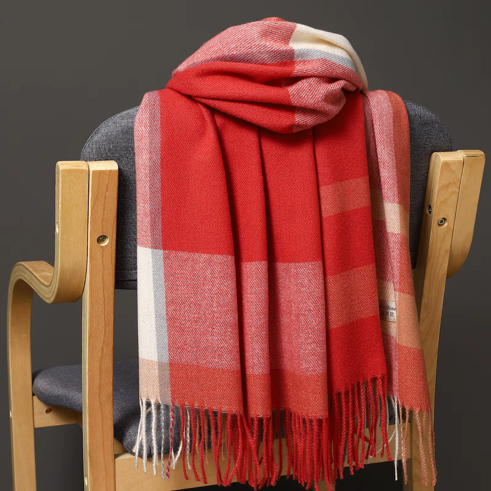 Cashmere Plaid Thick Fringe Outdoor Large Wool Shawls Blanket - Image 5