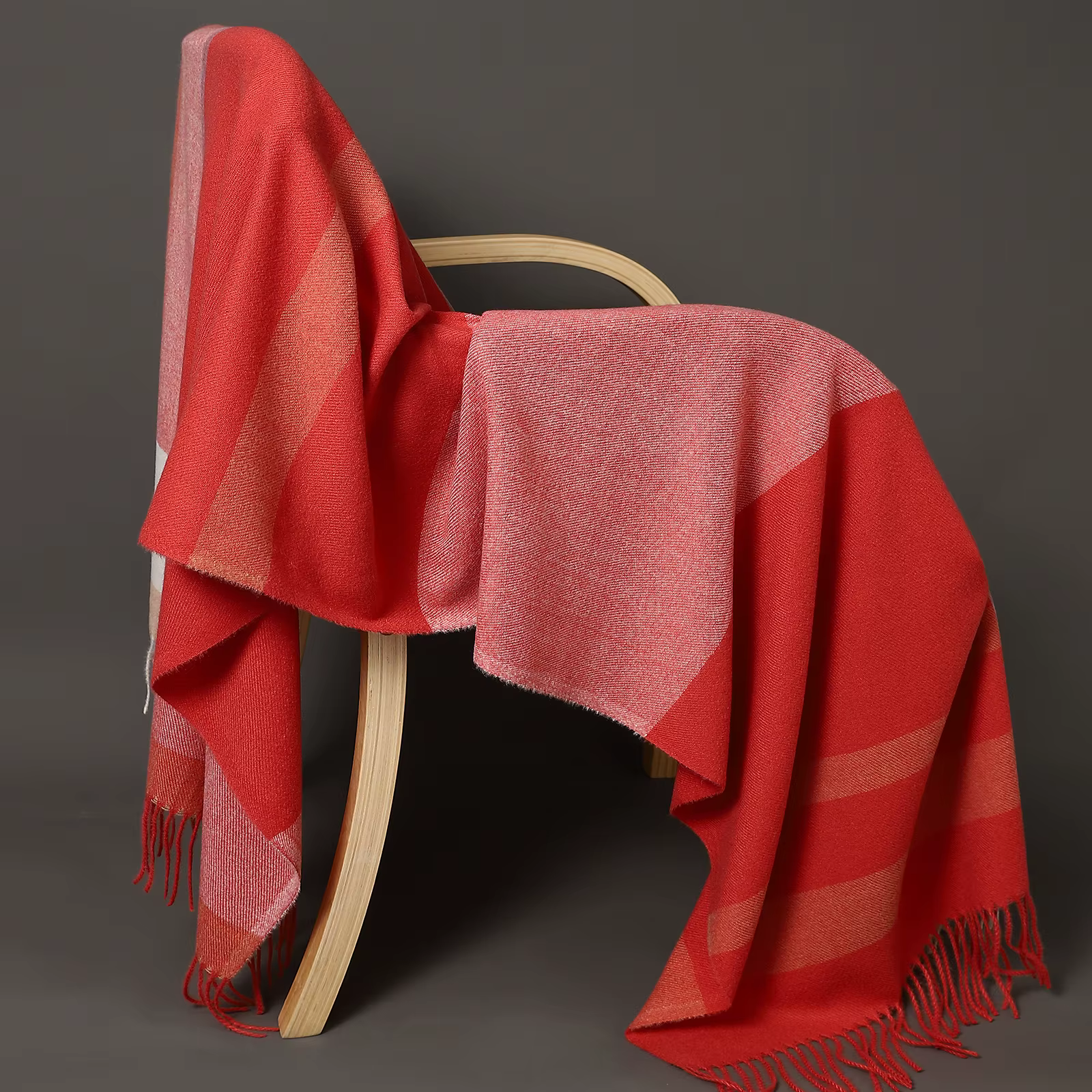 Cashmere Plaid Thick Fringe Outdoor Large Wool Shawls Blanket - Image 6