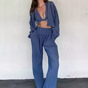Casual Three Piece Set Hooded Tracksuit And Bra And Pants