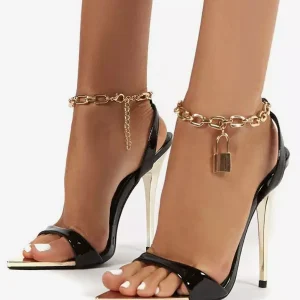 Casual Ankle Strap Open Toe Chain High Heel