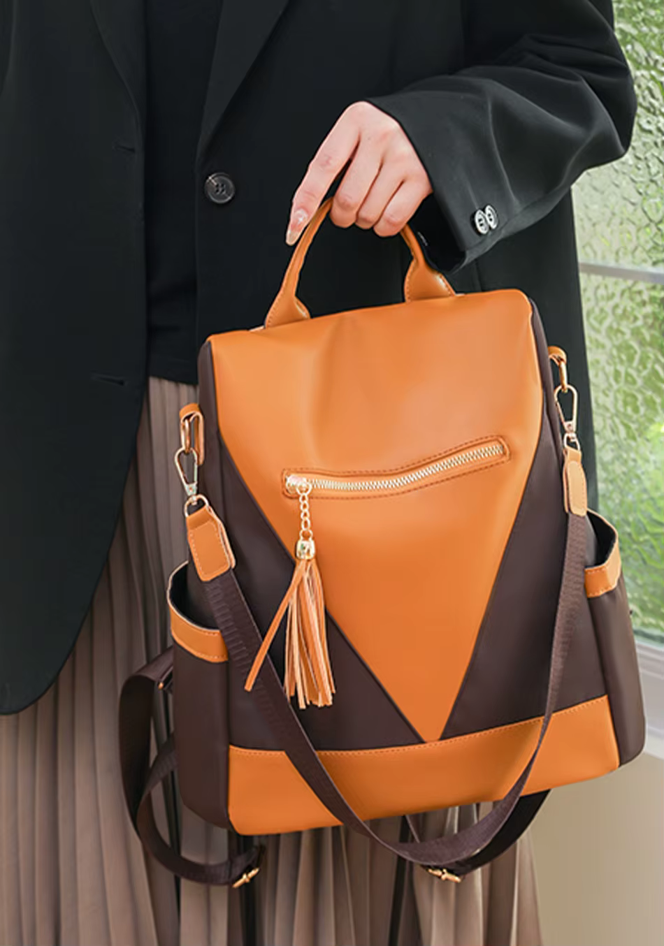 Casual Anti-theft Patchwork Large Capacity Nylon Fabric Student Travel Backpacks - Image 2