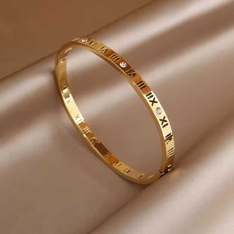Casual Full Crystal Stainless Steel Cubic Zirconia Open Bangles Bracelets
