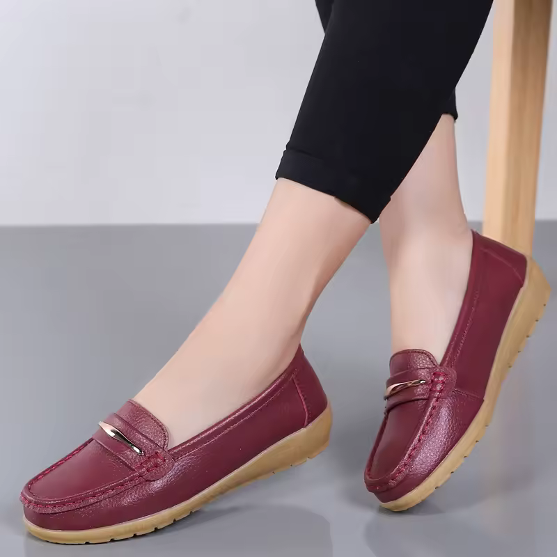Casual Genuine Leather Loafers Platform Bling Slip Flats Shoes
