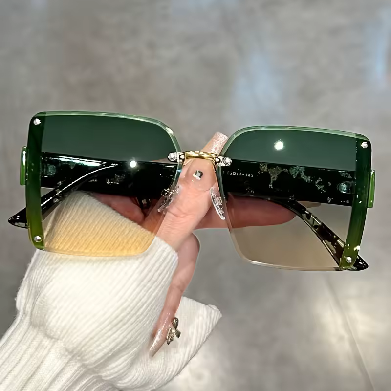 Gradient Anti Glare Shades For Party Oversized Rimless Glasses