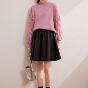 Casual High Collar 3D Embroidered Splicing Lace Long Sleeve With Thick Velvet Hoodie