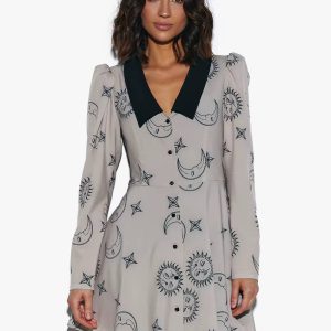 Casual Lapel Long Sleeve Loose Printed High Waist Mini Dress3 Casual Lapel Long Sleeve Loose Printed High Waist Mini Dress