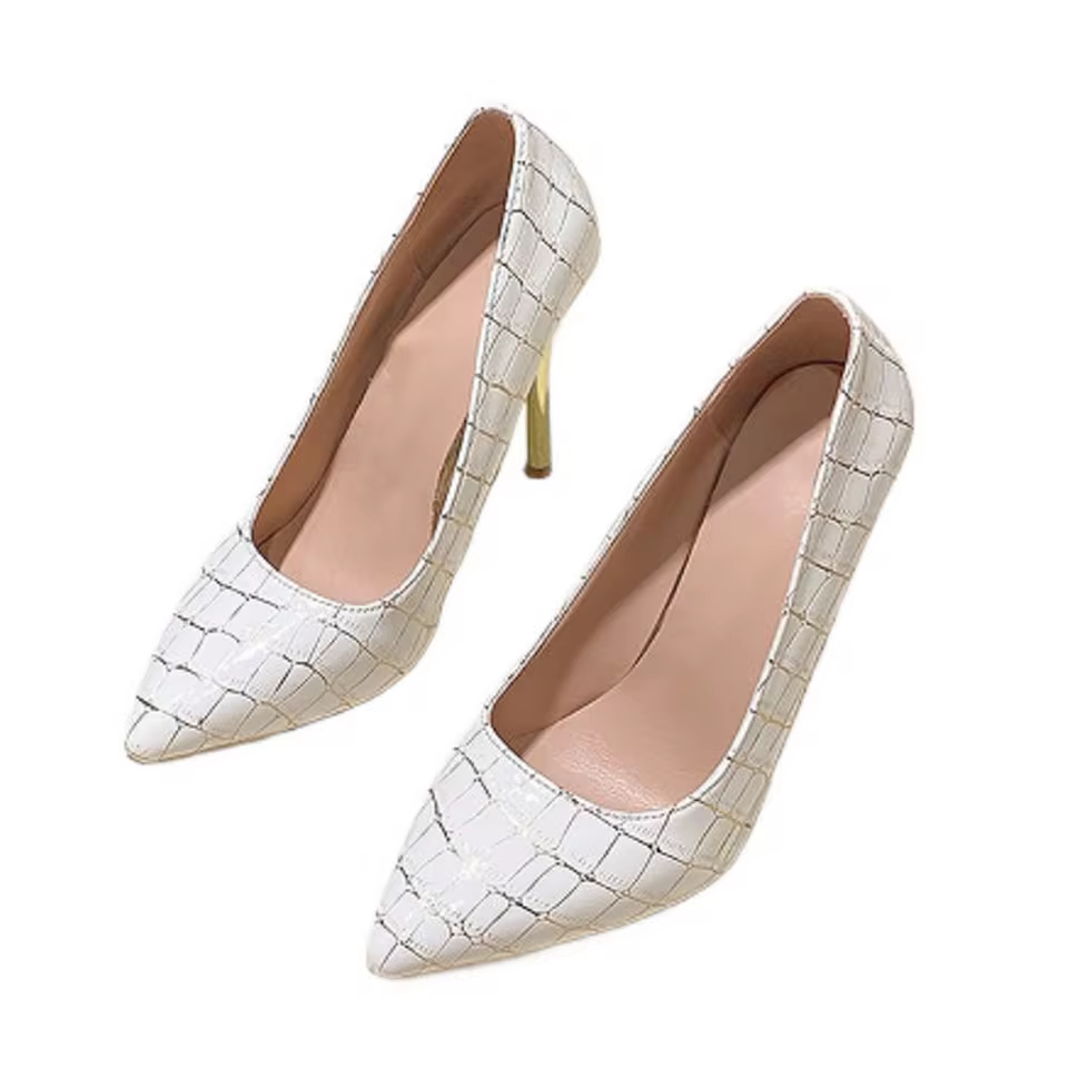 Casual Office Working Snake Pattern Pointed Toe Slip On Pumps High Heels - Image 5