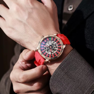 Casual Skeleton Mechanical Leather Band Waterproof Automatic Watch