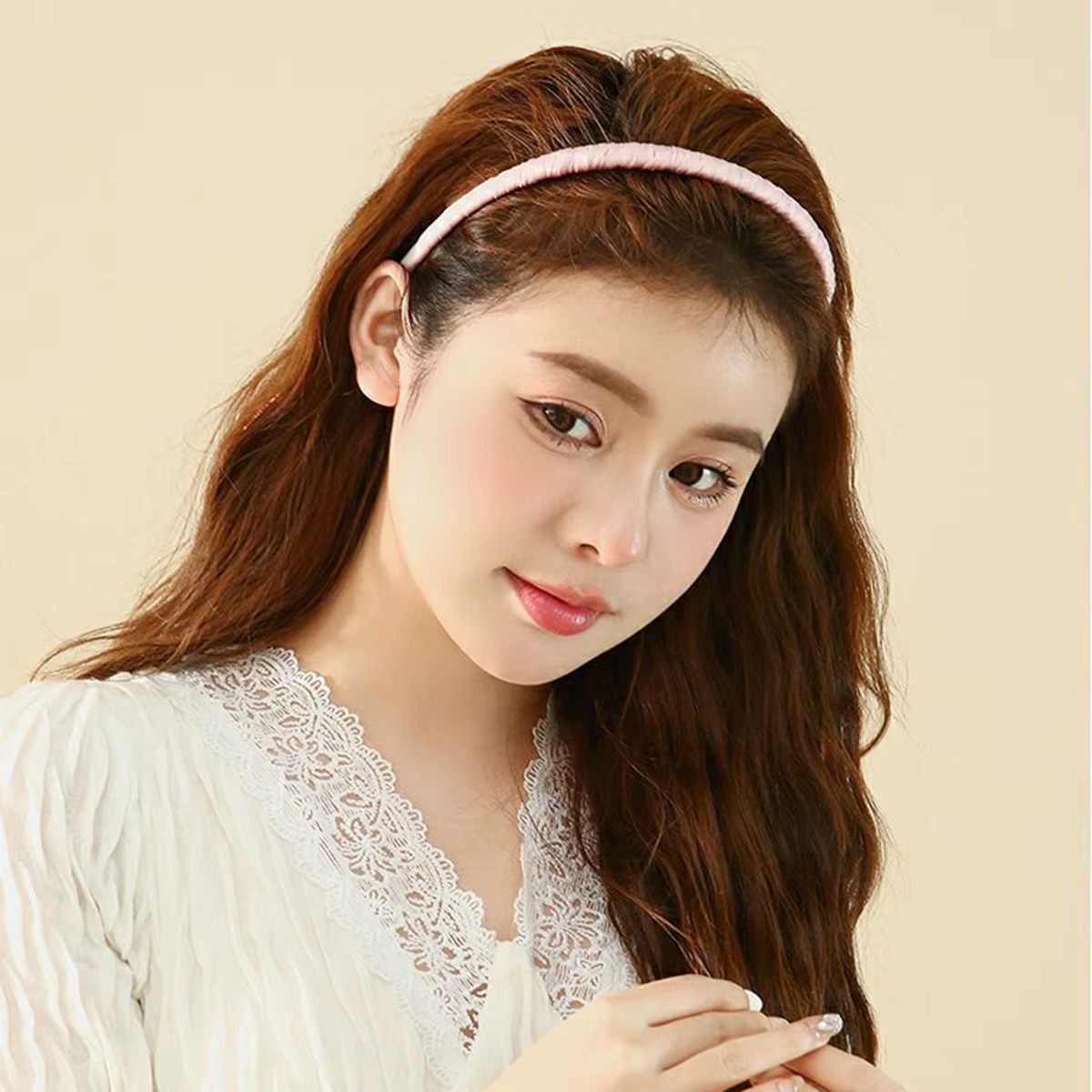 Casual Solid Floral Headband Wrap Bezel With Teeth Hair Hoop Hairband