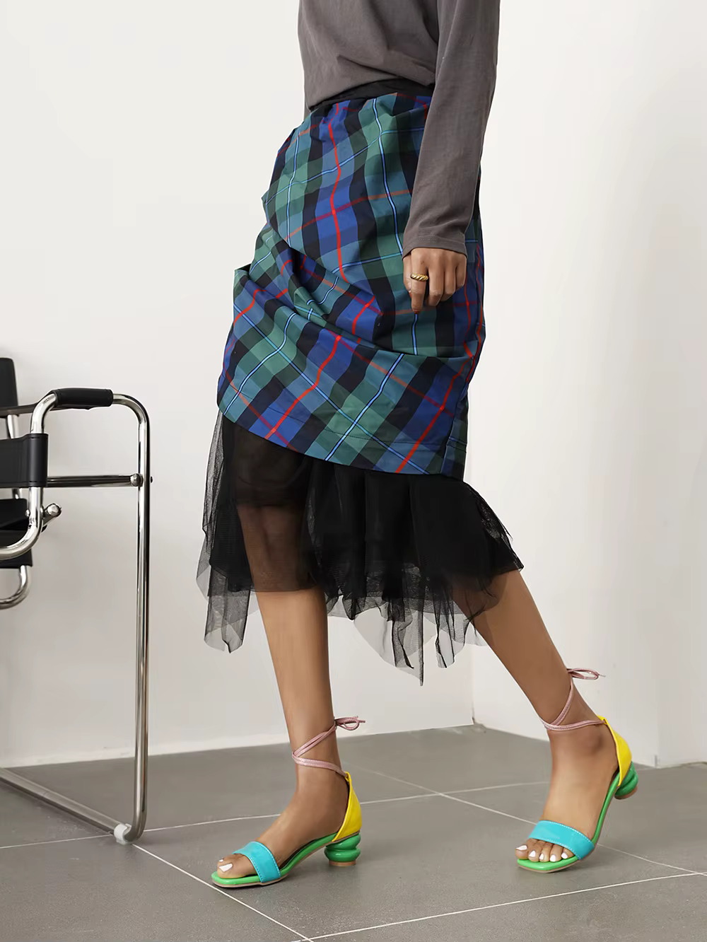 Casual Sweet Mixed Colors Lace-up Cross Straps Round Heel Sandals - Image 6