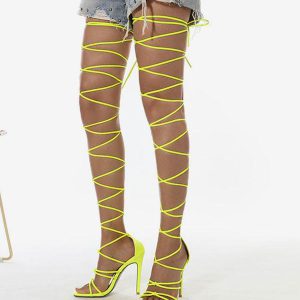 Casual Thigh  Lace Up Strappy Heel