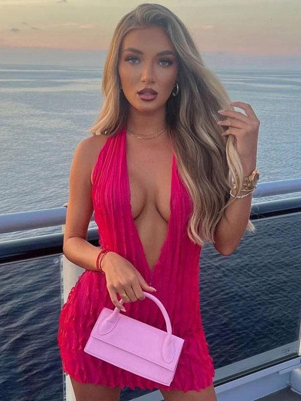 Casual V-Neck Sleeveless Backless Bodycon Mini Dress