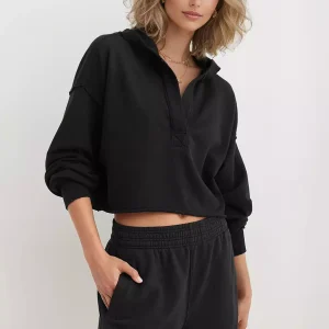 Casual V-neck Dropped Shoulders Long Sleeve Hoodie