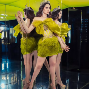 Crystal With Handmade Flower Bow One Shoulder Cocktail Party Mini Dress