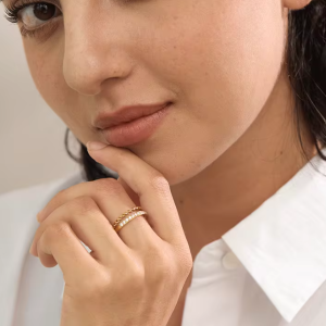 Cubic Zirconia Double Round Chain Waterproof Daily Cheap Ring