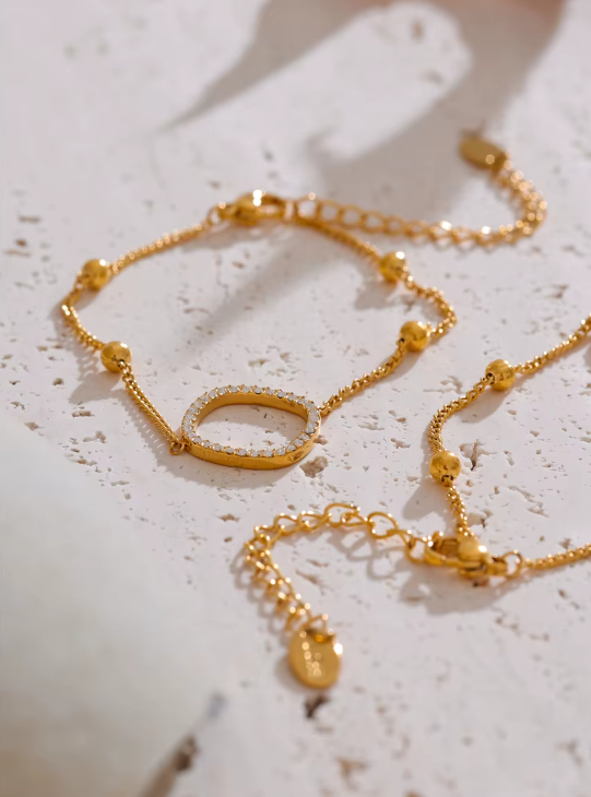 Simple Cubic Zirconia Hollow Plated Chic Premium Chain Bracelet - Image 2