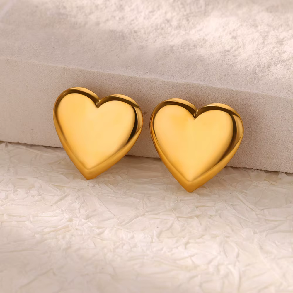 Cute Heart Stainless Steel Chunky Heart Wedding Aesthetic Earring